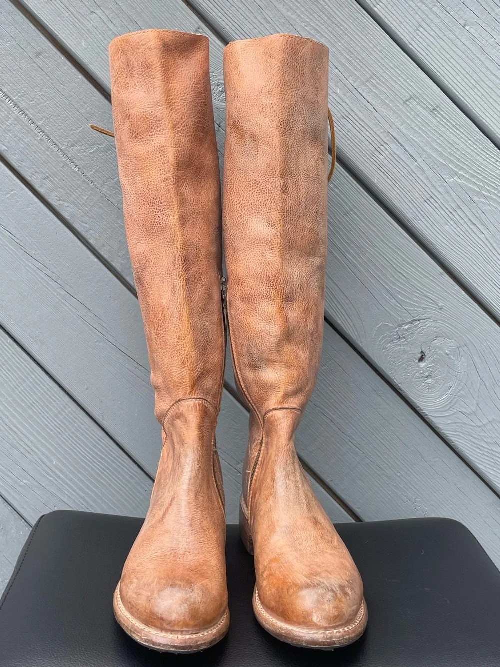 Bed Stu Women's Manchester Tall  Leather Riding Boots in Distressed Tan size 7.5